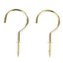 2Pcs 1/2 Inches Brass Plated Cup Hooks Shouldered Screw Hanging Hat Peg HanSEAU