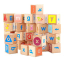 Wooden ABC Blocks, 26PCS Stacking Blocks Baby Alphabet Letters, Counting,