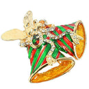 Crystal Christmas Bell Brooch Pin Christmas Decorations Rhinestone Covered  O5J1