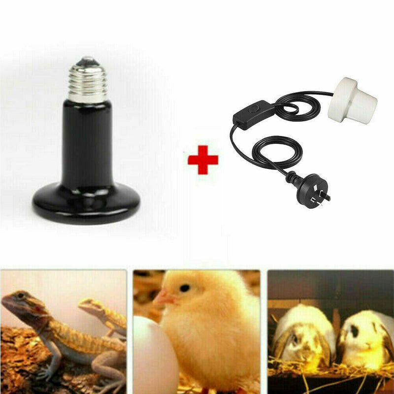 Reptile Brooder Incubator Infrared Emitter Lamp Ceramic Heating Lamp Holder 100W
