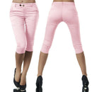 Women Basic Solid Capri Leggings Soft Skinny Trousers Pencil Pants,Pink M G7L3