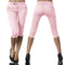 Women Basic Solid Capri Leggings Soft Skinny Trousers Pencil Pants,Pink M G7L3