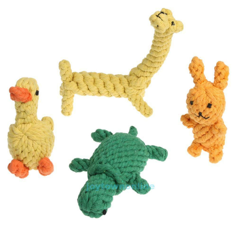 4pcs Durable Animal-Shape Pet Dog Chewing Toys Set Tooth Clean Cotton Rope Toys
