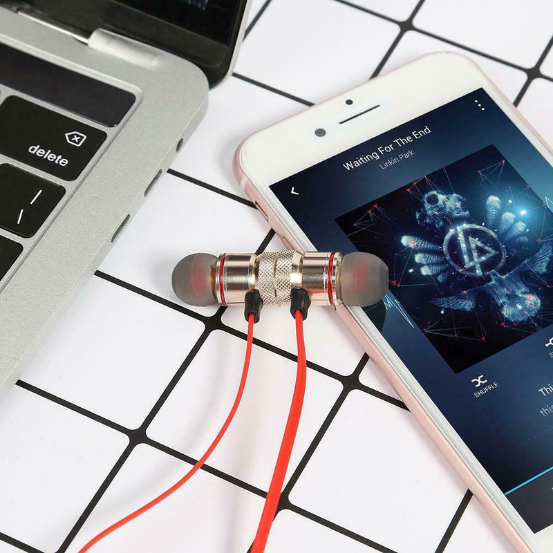 M5 Wireless Bluetooth Earphones Magnetic Attraction Headset w/Mic (Red) A