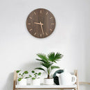 12-Inch Large Wooden Wall Clock Battery Operated Mute, with Walnut Wood Dia