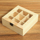 9 Compartment Display Case Wooden Tea Coffee Display Case Organizer Storage Box