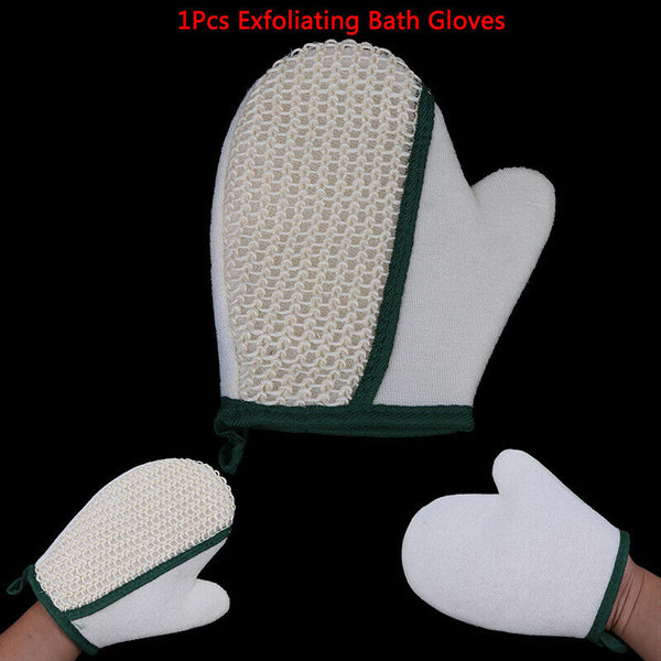 1 Pcs Flax Shower Glove Body Massage Back Scrub Exfoliating Scrubber Bath Glo3C