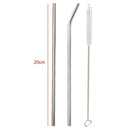 2pcs Stainless Steel Metal Juice Water Drinking Straws+ 1pc Cleaning Brush Set