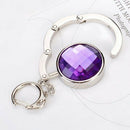 Round Rhinestone Purse Handbag Hanger Hook Folding Hanger Holder w/ Keychai B5L2