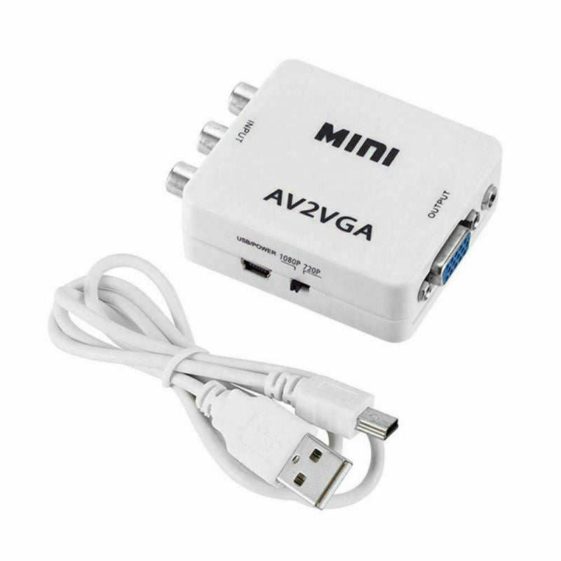 1Pc New Mini HD AV2VGA Video Converter Box AV RCA CVBS to VGA Video HDTV Adapter