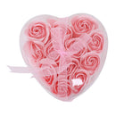 12 Pcs Bathing Pink Rose Bud Flower Petal Soap + Heart Shape Box