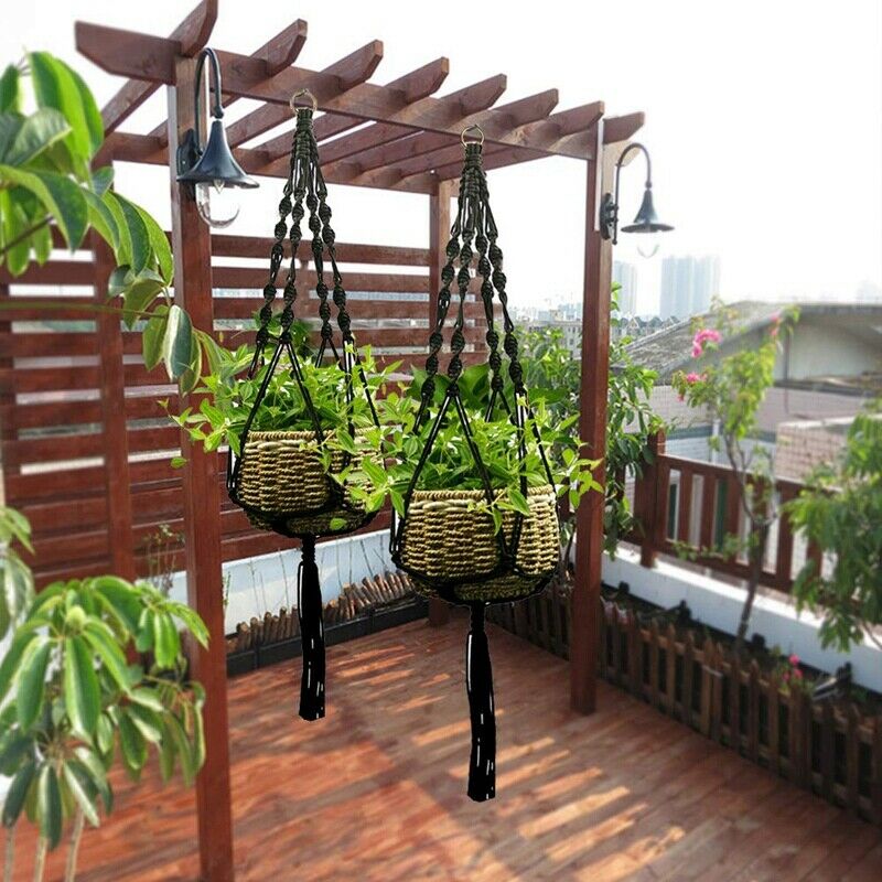 Plant-Linked Indoor And Outdoor Hanging Flowerpot Basket Cotton Rope, Garla