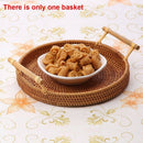 Rattan Storage Tray, Round Basket with Handle, Hand-Woven, Rattan Tray Wick