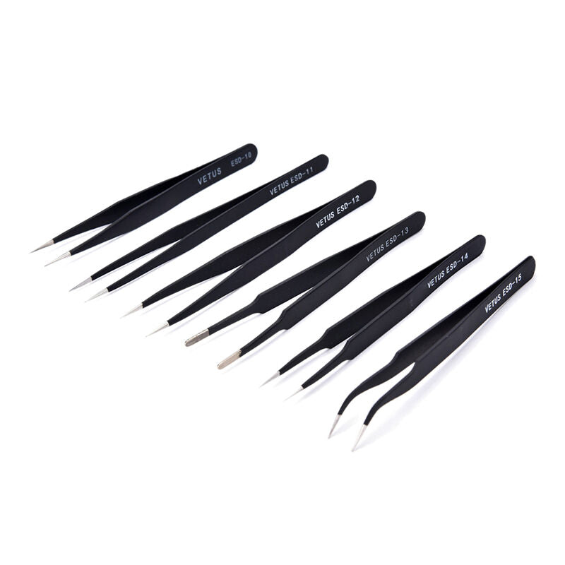 6Pcs ESD Safe Precision Tweezer Stainless Steel Anti Static Maintenance Tool 3c