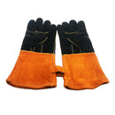 Pair Cowhide Welding Gloves Heat Resistant Work Glove Oven Baking Stove