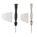 Aluminium Hand Drill Rotary Tools + 10x Twist Drill Bit 0.5mm-3.0mm Black