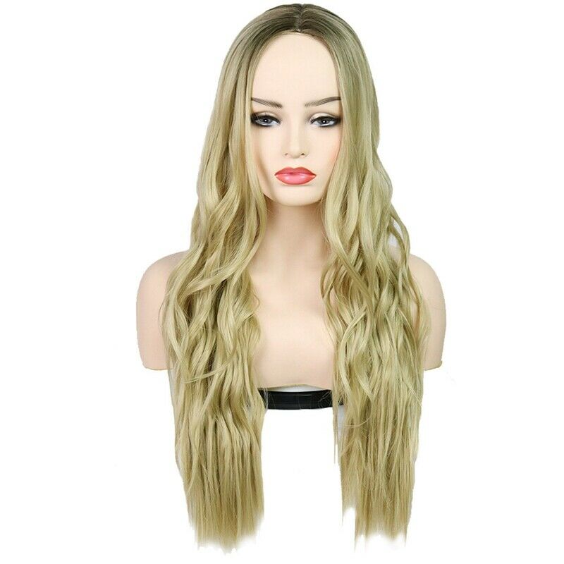 Beauty Synthetic Long Wavy Wig For Woman Wig Brown Black Heat Resistant Fib B6Y5