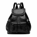 Casual Women Soft PU Leather Backpack Travel Grils School Backpack Black