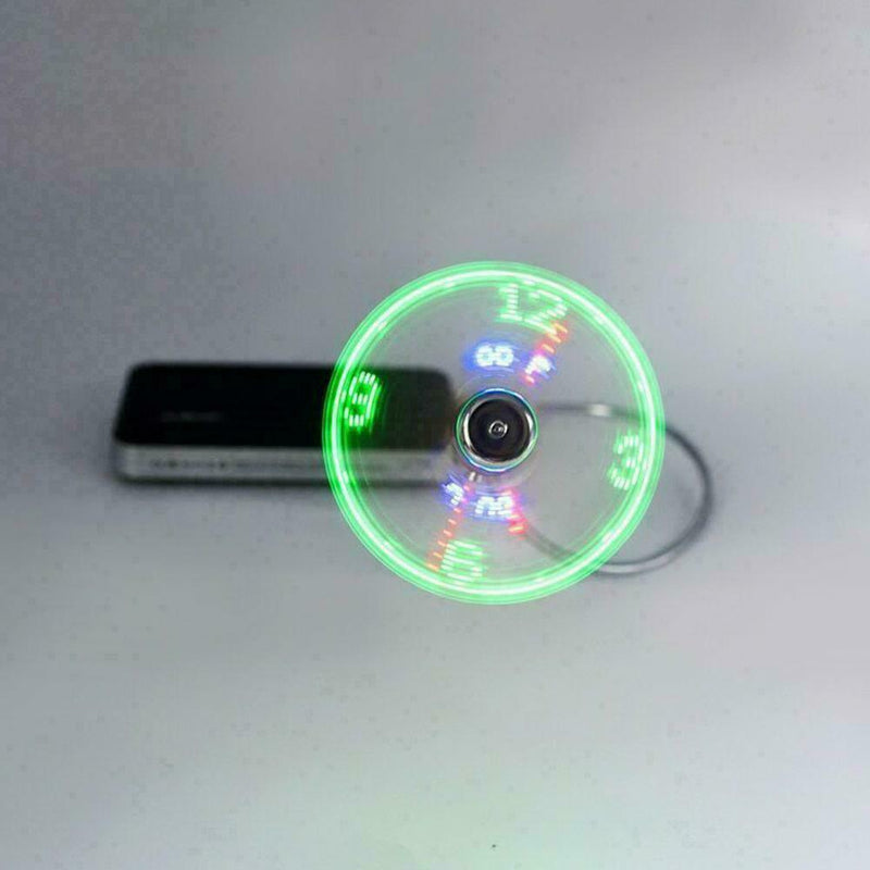 1* USB fans Mini Time and Temperature Display Creative Gift with LED Light J7T0