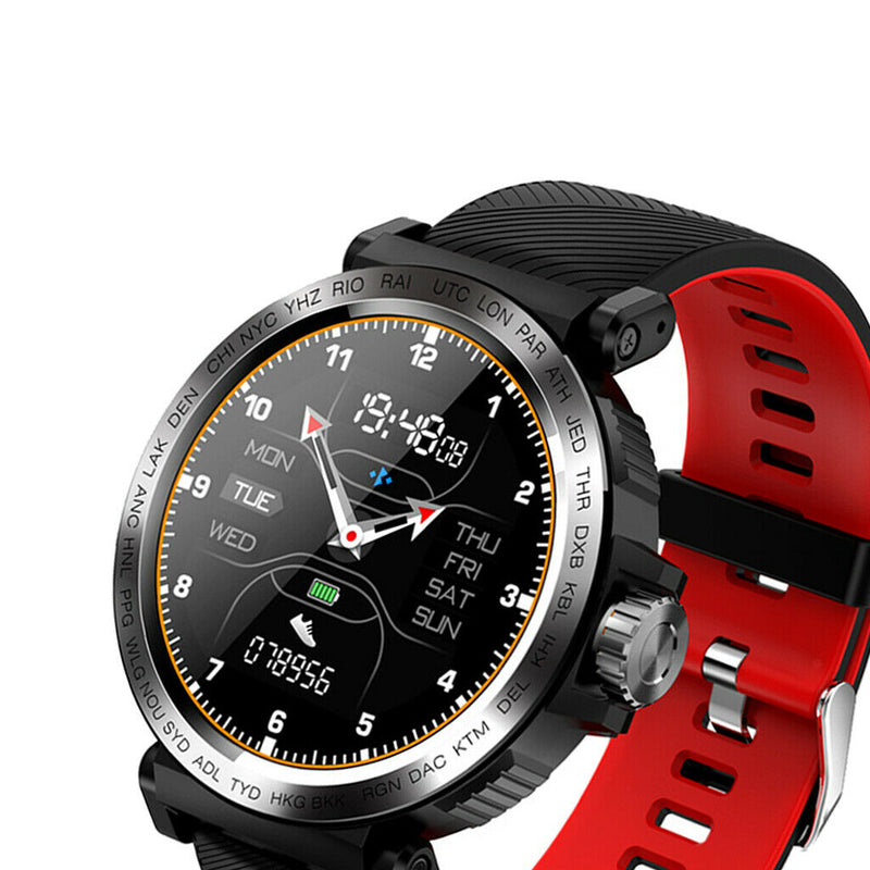 Smart Watch for Android Mens Heart Rate Blood Pressure Monitor Black+Red