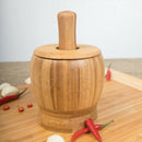 Pestle Grinding Bowl Set Bamboo Mortar And Pestle Pedestal Bowl Garlic Pot  C5N7