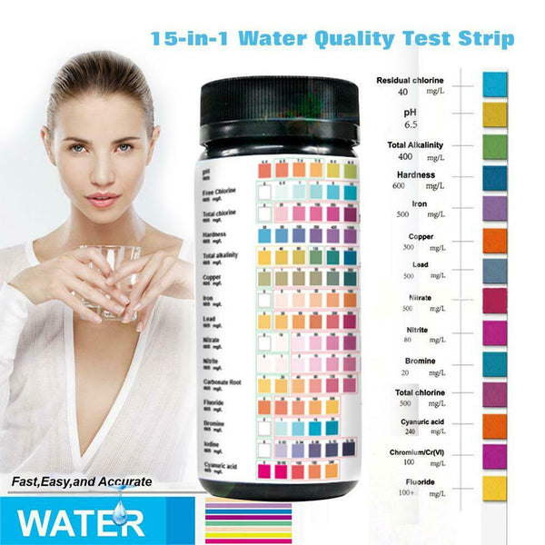 15-in-1 Water Test Strip Checking Water Quality Detect Aquarium Fish Tank Pool