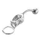 Steel Zipper Belly Navel Bar Button Ring Body Piercing