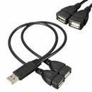 1x USB 2.0 A Male To 2 Dual Female Jack Y Splitter Power Hub Adapter Cable C3X1