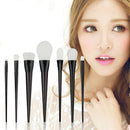 Pro 7Pcs Makeup Brushes Set Black White Powder Foundation Blush Brush Tool