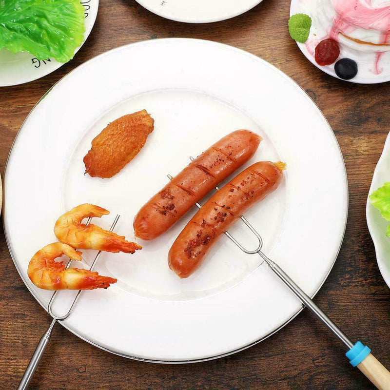 1* BBQ Barbecue Forks Marshmallow Roasting Sticks Telescoping With Bags W0N1