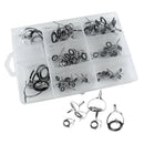 60pcs Fishing Rod Guides Ring Double Foot Stainless Steel Frame Ceramic Ring