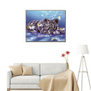 DIY Diamond Painting Embroidery Tiger Round Rhinestones Cross Stitch Kit (B