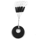 600 Pcs/100 Groups Fishing Bobber Stopper 6 In 1 Black Rubber Cylindrical F V2S6