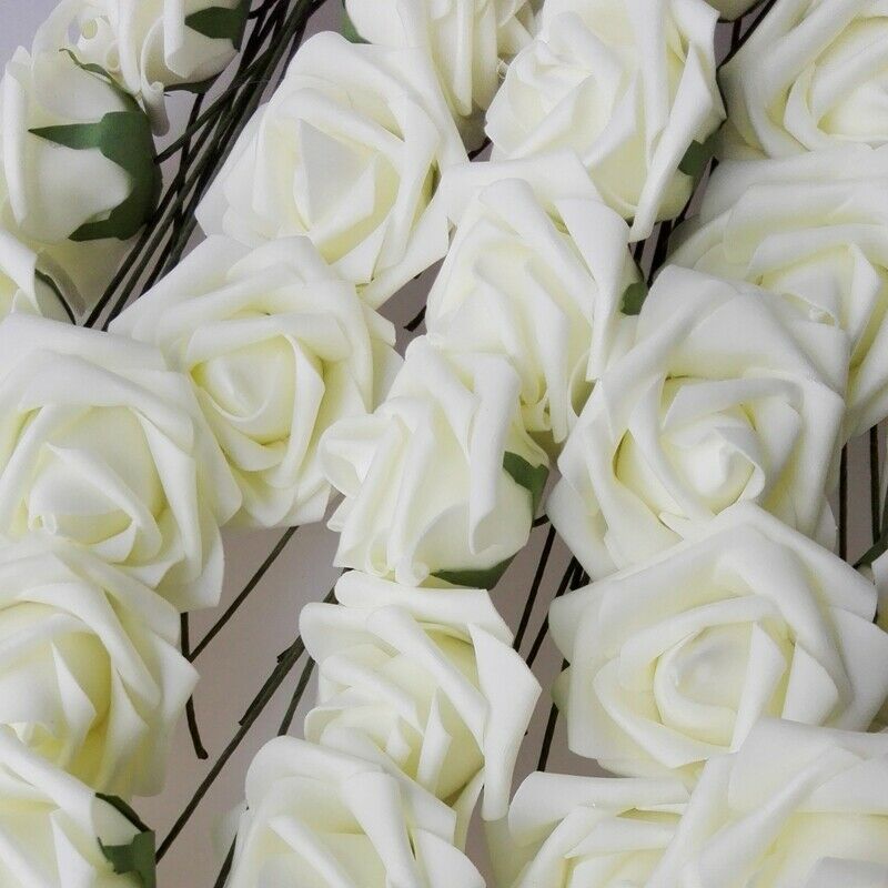 1 X Artificial 10 pieces Bouquets of flowers Rose white Deco Wedding House