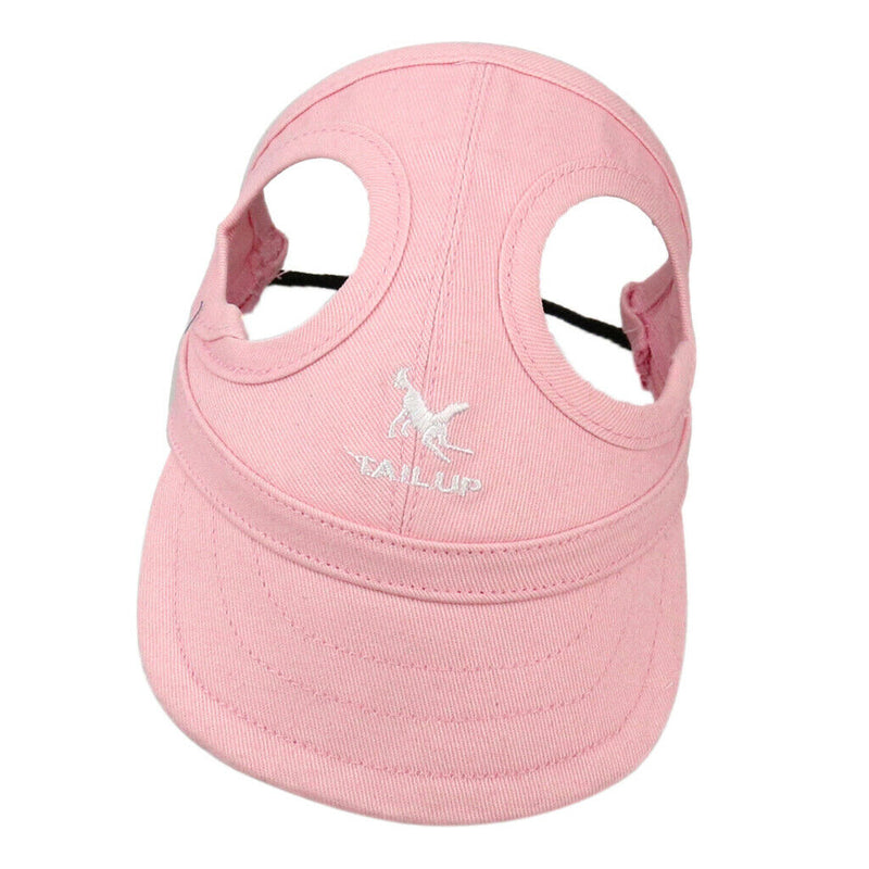 Baseball Hat Sun-shading Bucket Cap with Ear Holes For Dogs Pet Cats Pink L