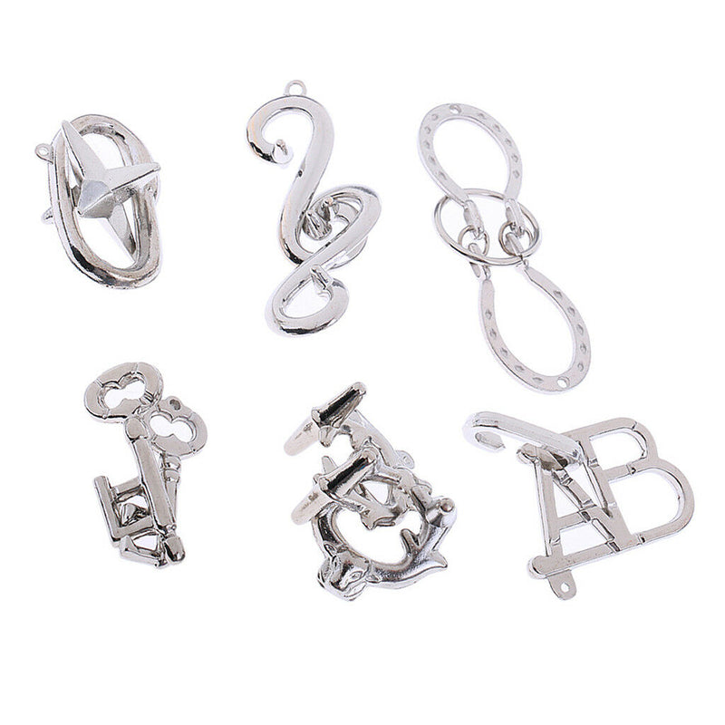 6pc IQ Test Toys Wire Puzzles Mind Game Brain Teaser Magic Puzzles Game DIY