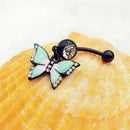 Belly Button Bar Barbell Butterfly Drop Dangle Body Piercing Navel Ring Jewelry