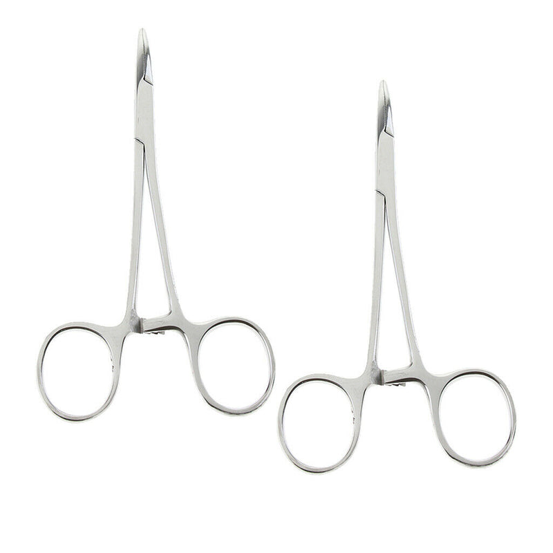 2 Pcs Dog Ear Cleaning Pliers Hair Clamp Tweezers Pet Forceps Curved Small