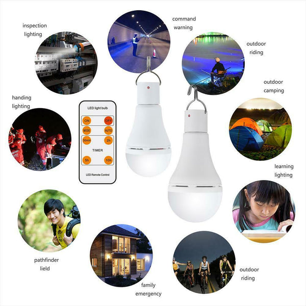 5 Mode 25 COB LED Solar Light USB Rechargeable Bulb Lamp (9W Remote Control