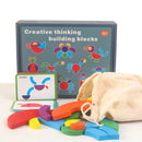 Geometric Shape Kids Wooden Rainbow Stack Building Blocks Educational Toys