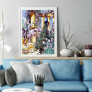 Painting By Numbers Kit DIY Peafowl Flowers Hand Painted Canvas Oil Picture
