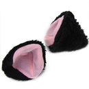 2 pieces Black Cat Foot Paw Plush Gloves + Cat Ears Hair Clips Hair Pins Pa H3N8