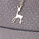 Women Fashion Crossbody Bag PU Plaid Deer Pendant Shoulder Bag(Grey)