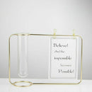 Suspension Test Tube Transparent Glass Vase Metal Flower Stand Home Decorat I3S6