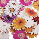 150Pcs Colorful Wooden Sewing Heart & Daisy Flower Buttons 2 Holes Art Craft