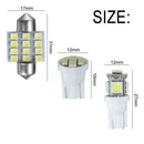 13Pcs Car White LED Lights Kit T10 & 31mm Festoon Map Dome License Plate Lamps