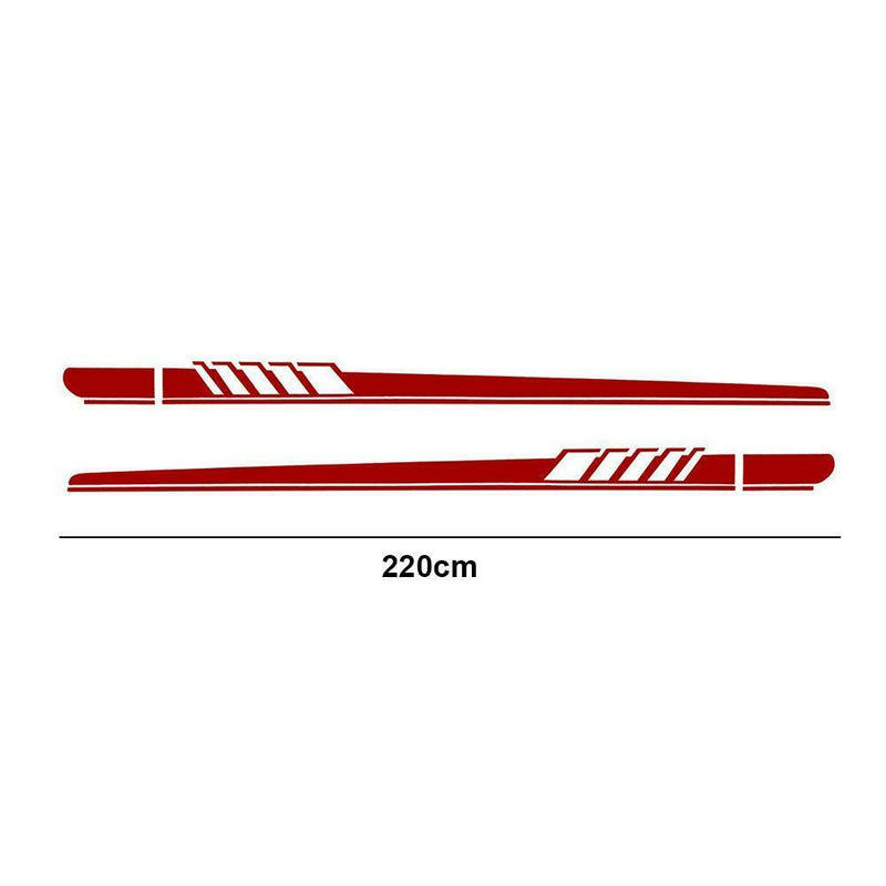 2pcs Car Side Body Vinyl Decals Long Stripe Stickers for Mercedes-Benz(Red)