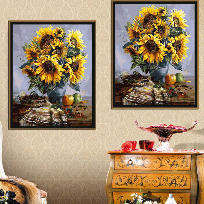 Sun Flower 40x30cm DIY Paint By Numbers Oil Painting Kit Canvas