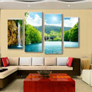 4 Panels Unframed Art Canvas Oil Painting Picture Waterfall and Lake Print