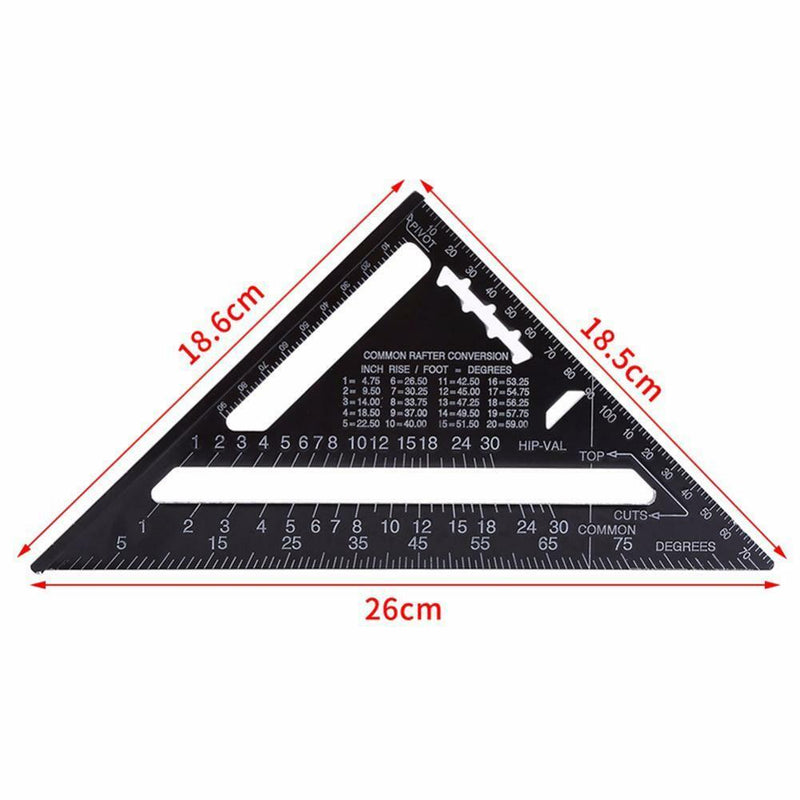 7" Metric Triangle Ruler Square Angle Protractor Trammel Tools For Woodworking